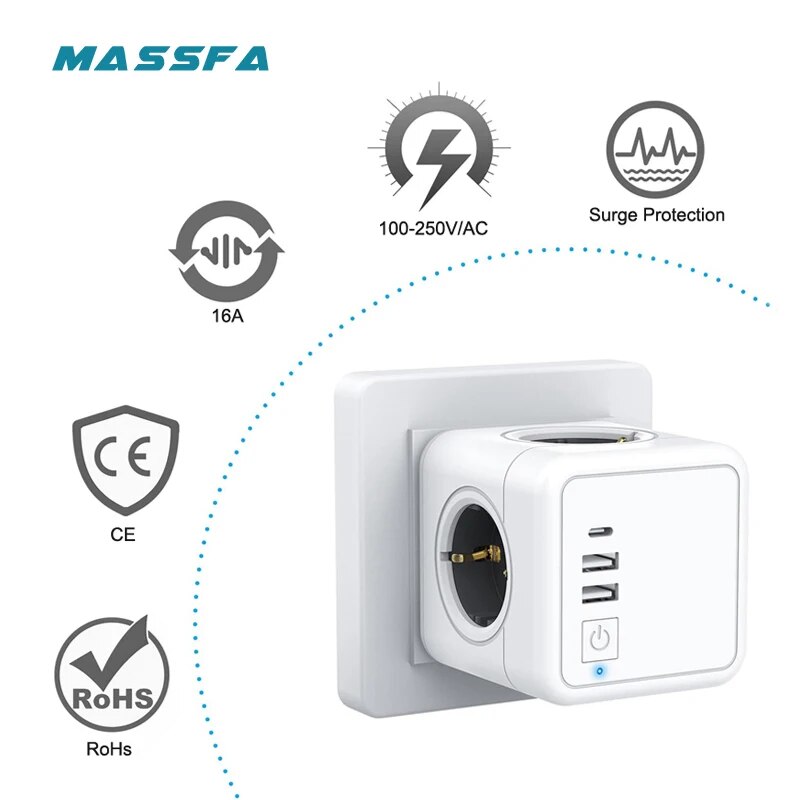 MASSFA 4 Eu AC Outlets Power S - Outdoor Usb Power Strip review and price
