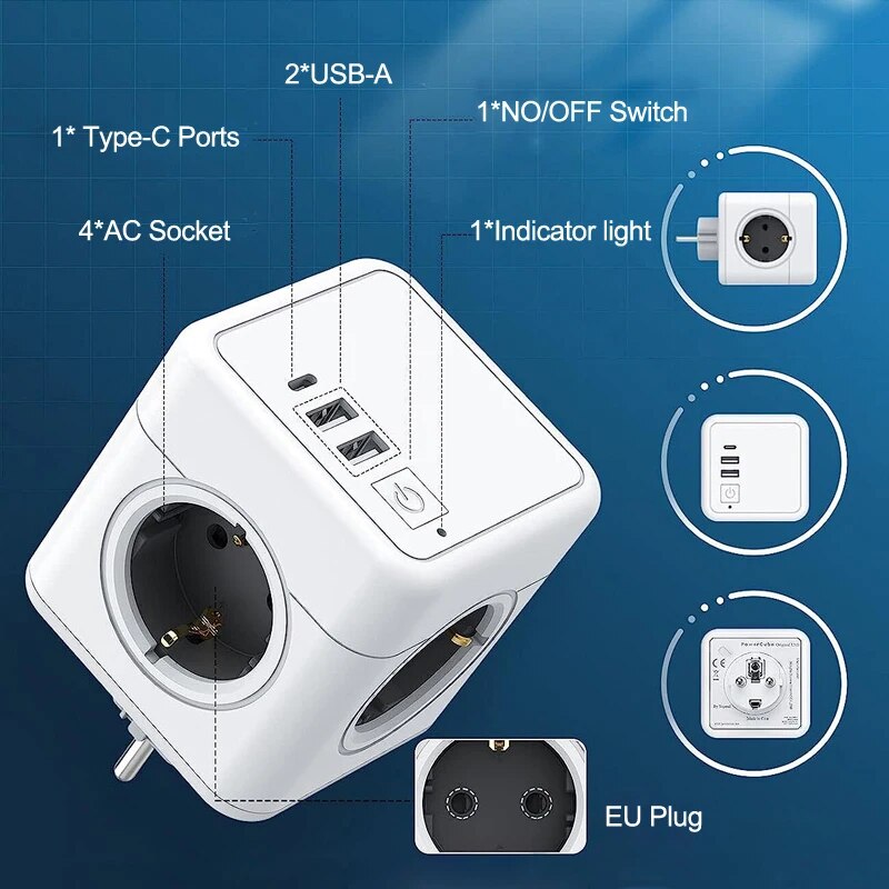 MASSFA 4 Eu AC Outlets Power S - Outdoor Usb Power Strip review and price