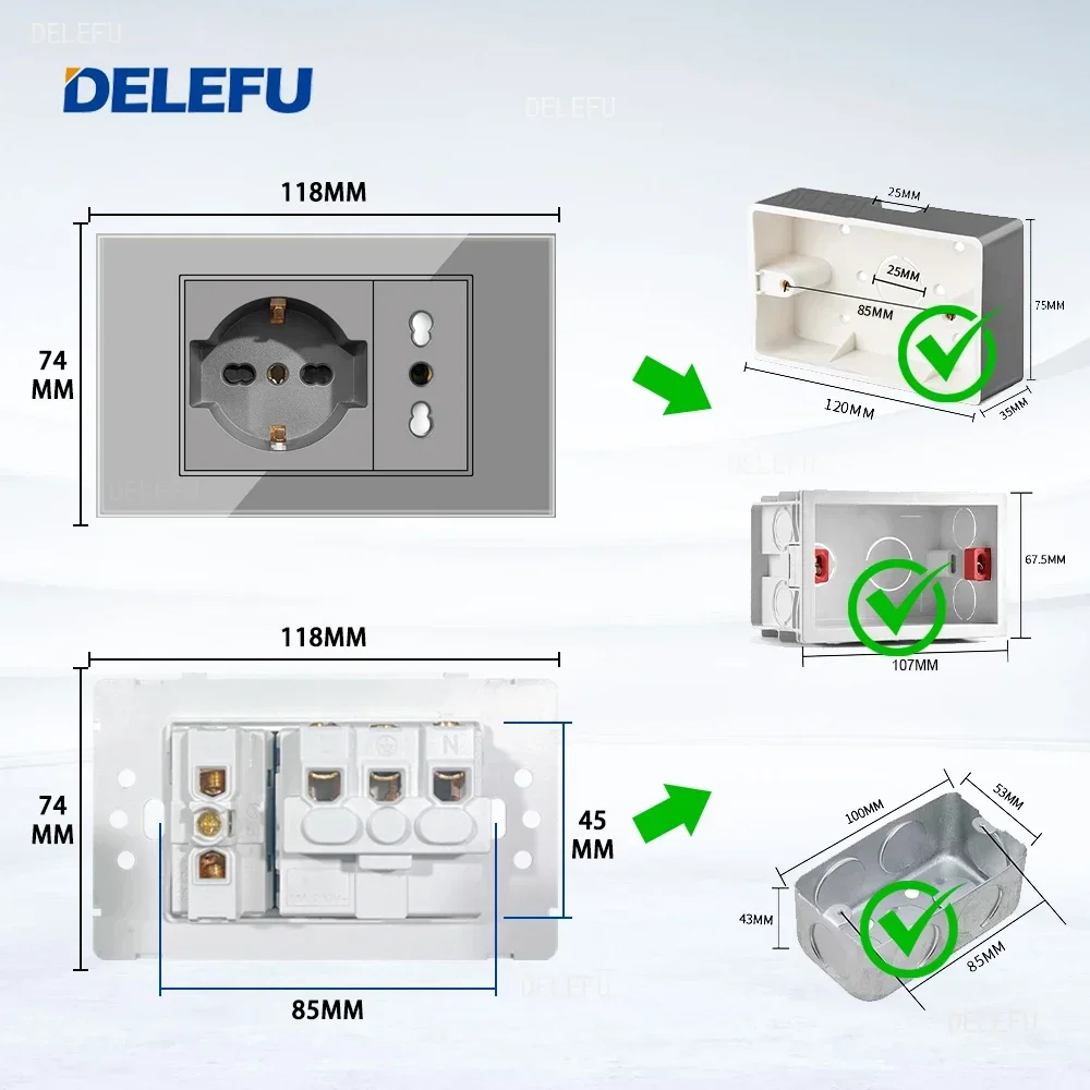 DELEFU Grey Tempered Glass Ita - Outdoor Usb Power Strip review and price